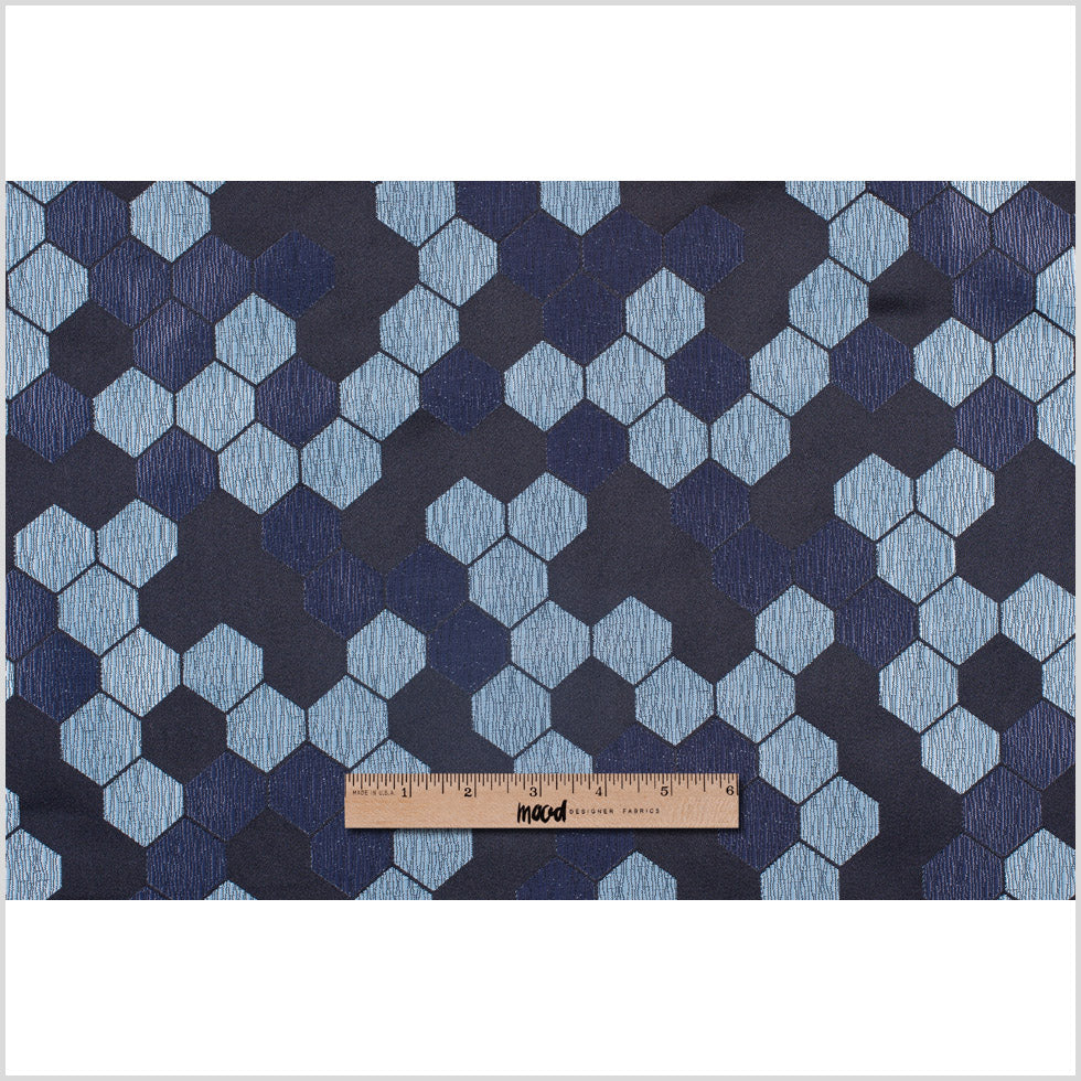 "Cells" Black and Aqua Poly Brocade