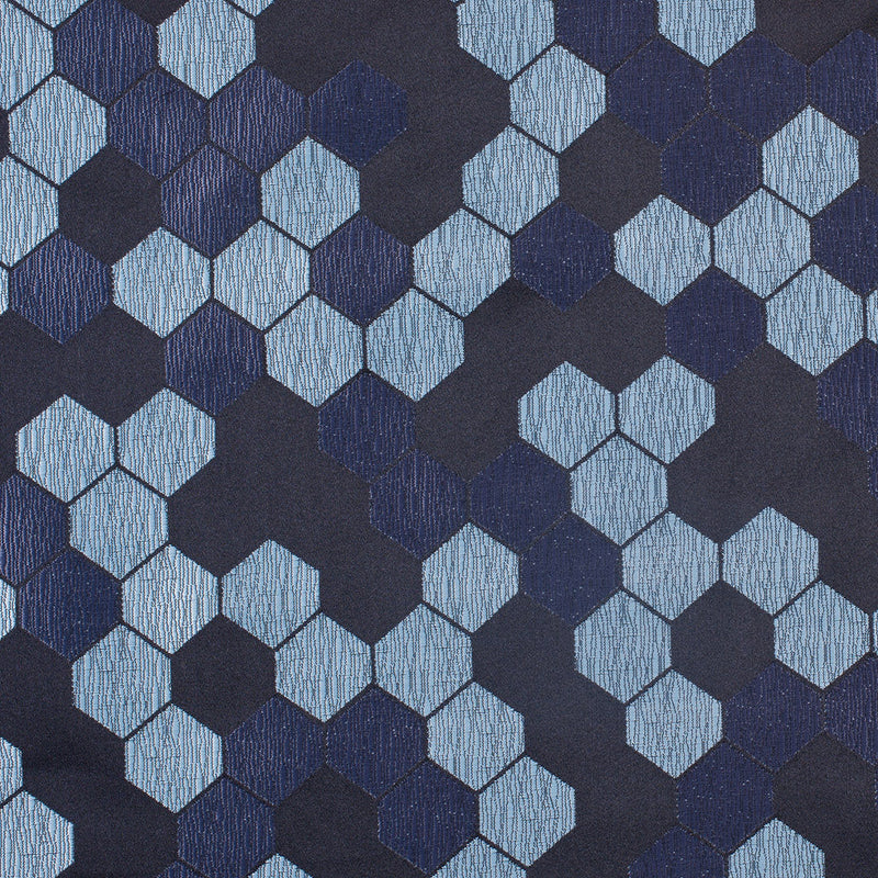 "Cells" Black and Aqua Poly Brocade