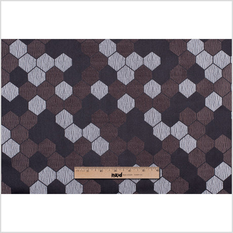 "Cells" Brown and Silver Poly Brocade