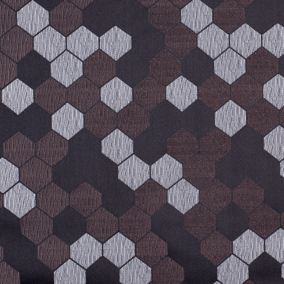 "Cells" Brown and Silver Poly Brocade