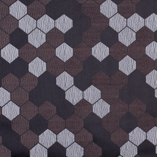"Cells" Brown and Silver Poly Brocade