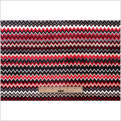 Red & Gray Small Flamestitch Velvet Tapestry