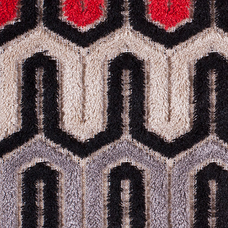 Black, Red and Gray Geometric Velvet Tapestry
