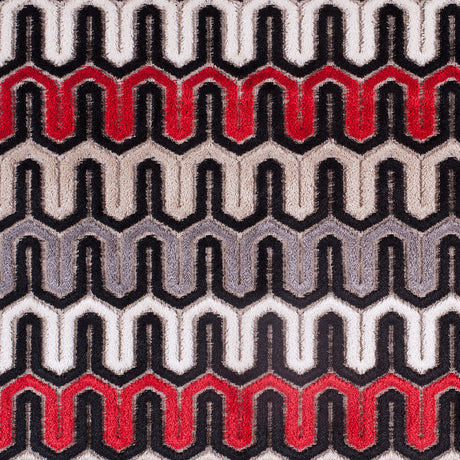 Black, Red and Gray Geometric Velvet Tapestry