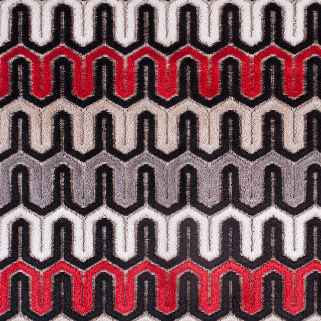 Black, Red and Gray Geometric Velvet Tapestry