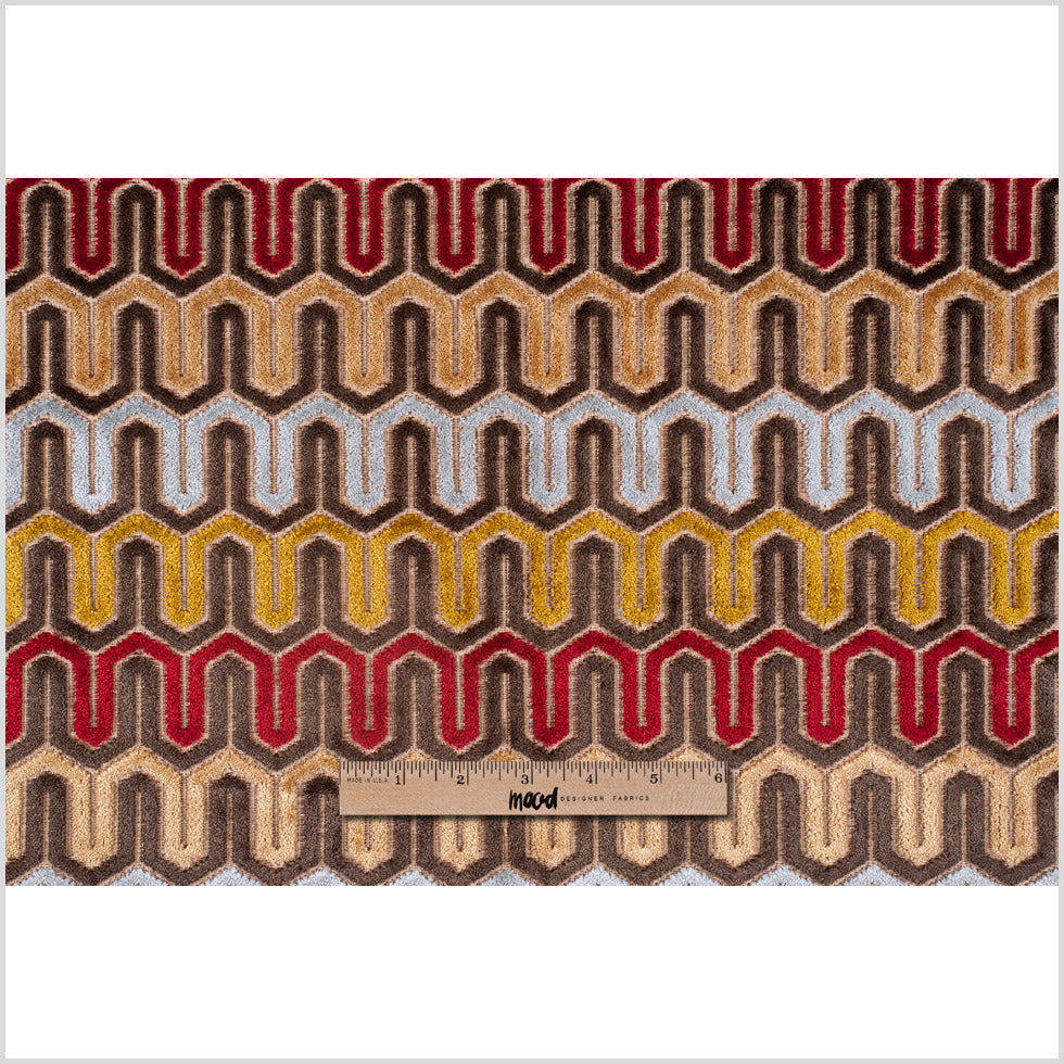 Brown Geometric Velvet Tapestry