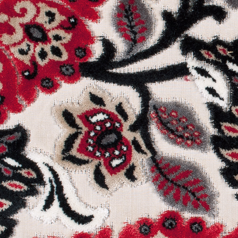 Red & Black Floral Velvet Tapestry
