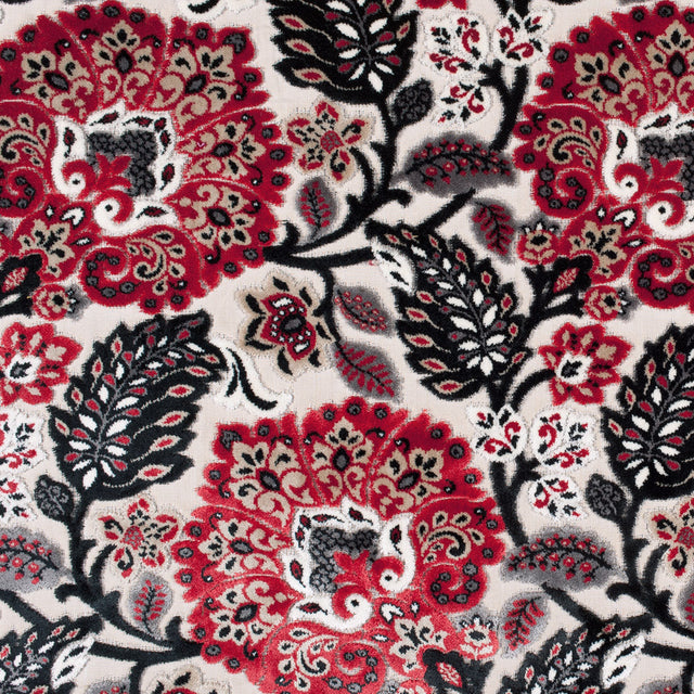 Red & Black Floral Velvet Tapestry