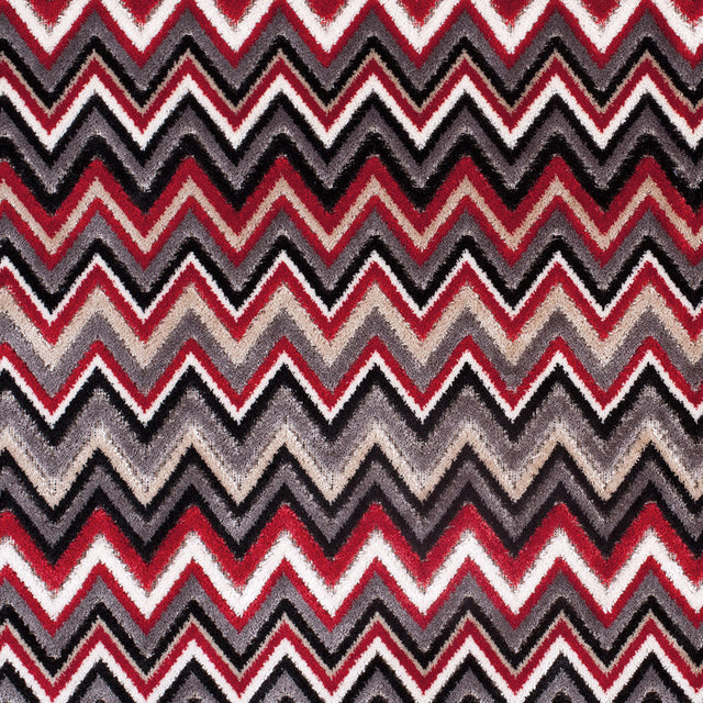 Red & Gray Flamestitch Velvet Tapestry