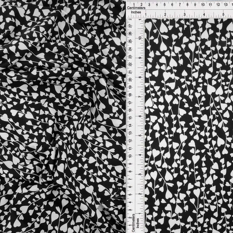 1 Yard Polyester Spandex DTY Knit Fabric Soft Stretch Heart Print 58/60" Width