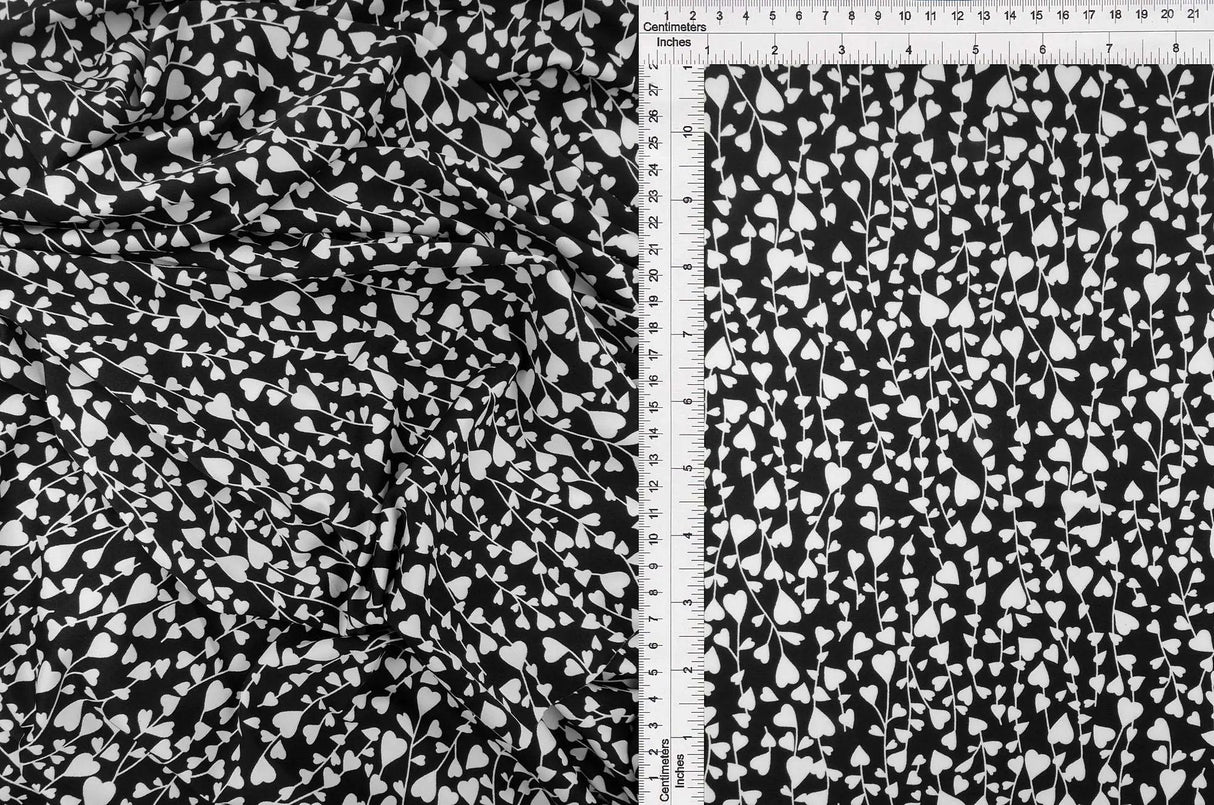 Heart Print DTY Knit Fabric 1 Yard Soft Stretch Lightweight 58/60" Wide