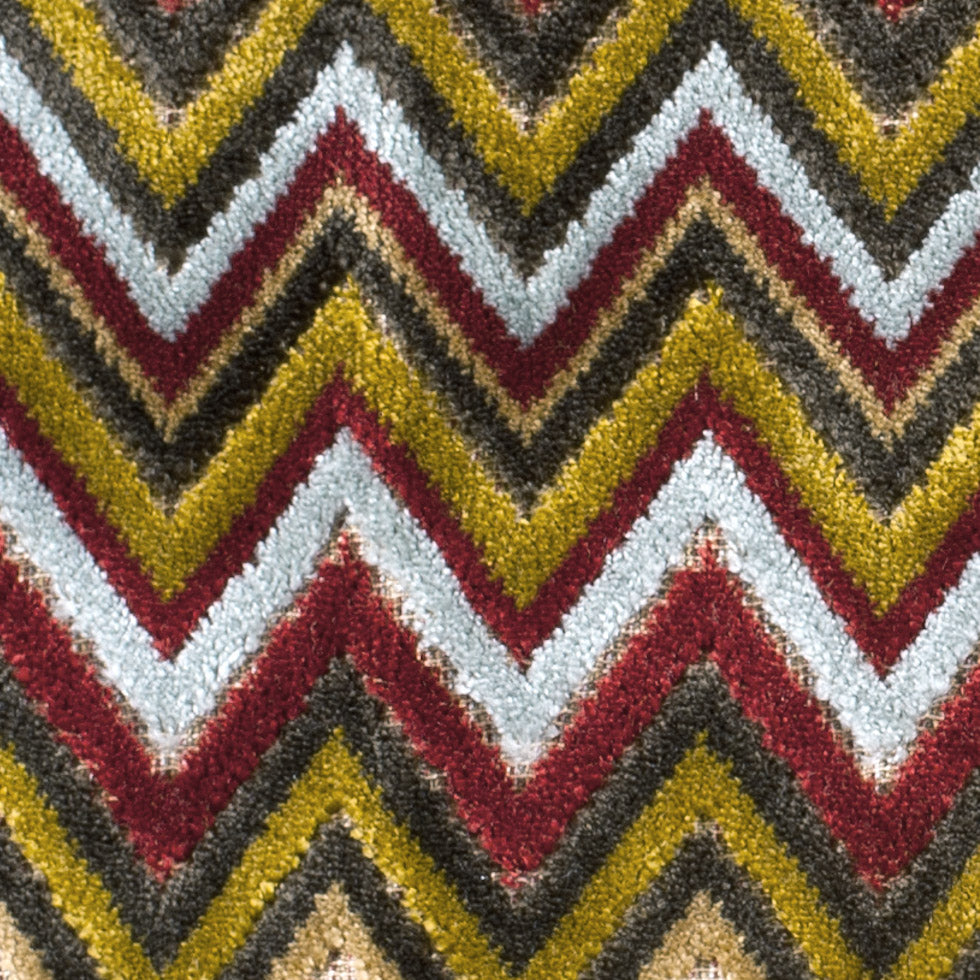 Olive & Crimson Flamestitch Velvet Tapestry