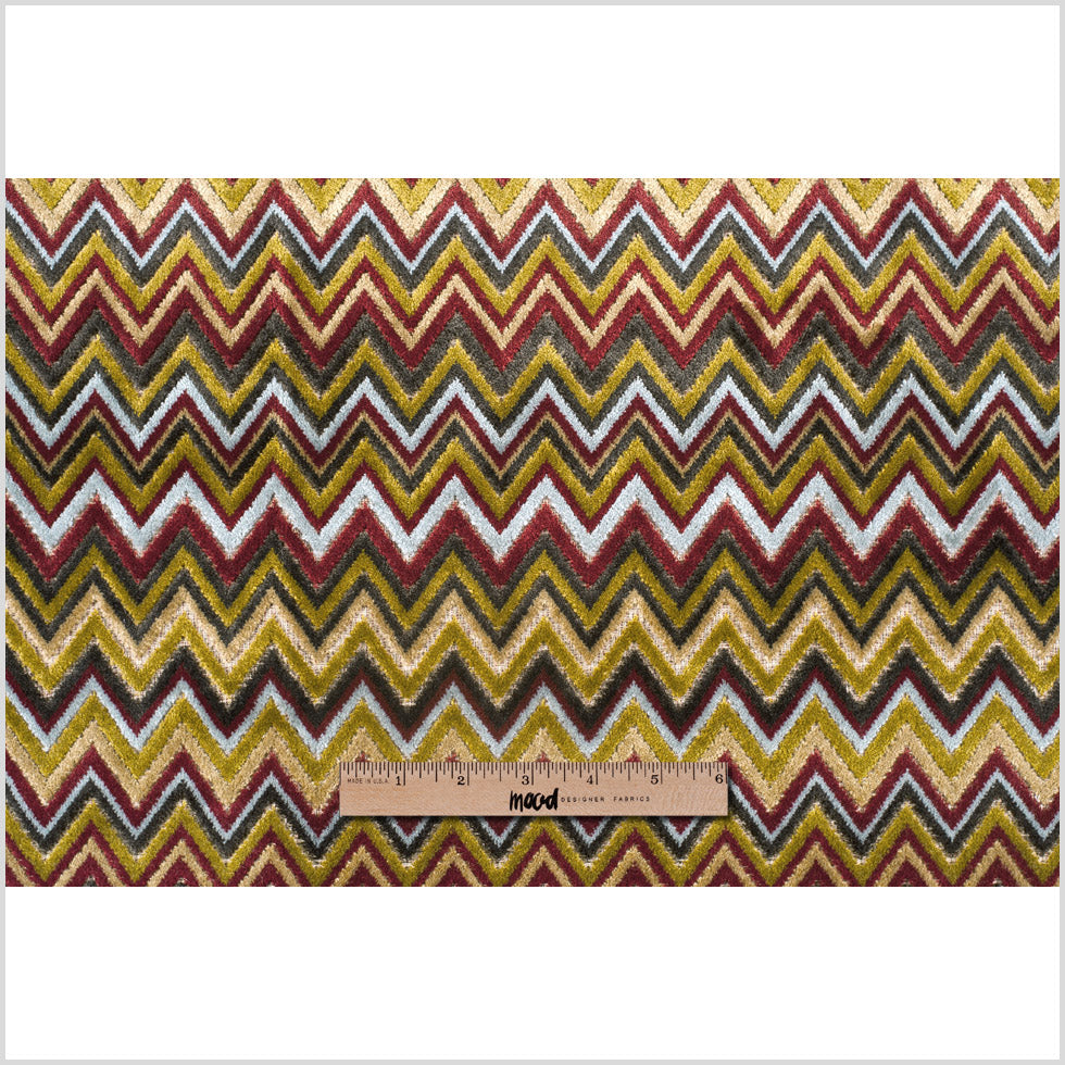 Olive & Crimson Flamestitch Velvet Tapestry