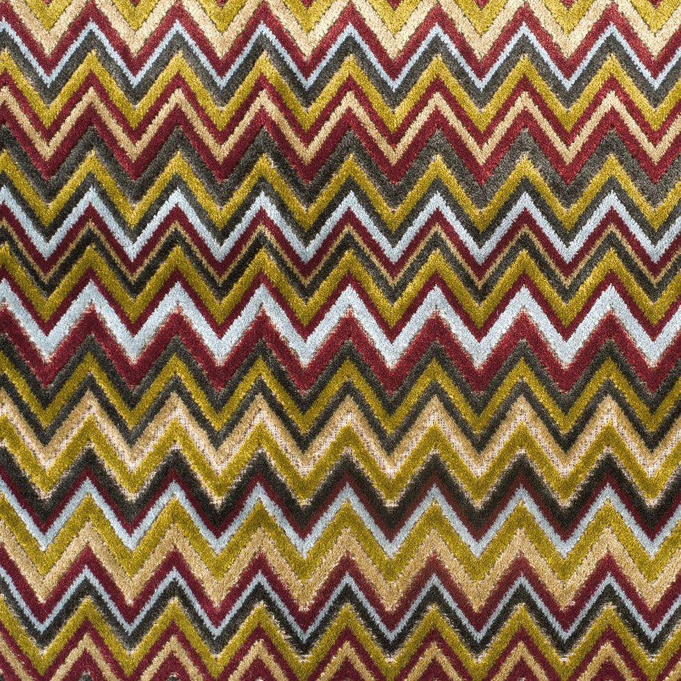 Olive & Crimson Flamestitch Velvet Tapestry