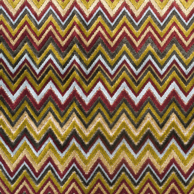 Olive & Crimson Flamestitch Velvet Tapestry