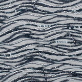 Beaded and Sequined Lace with Scallop Edge - Dark Navy Abstract