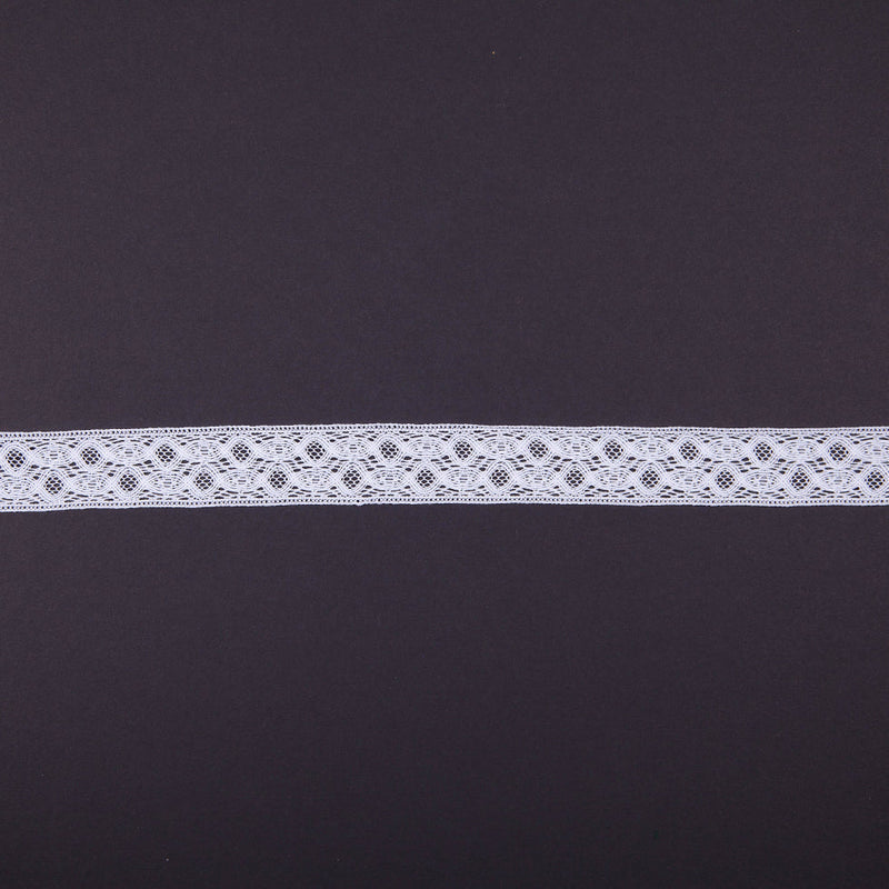 Polyester Crochet Lace Trim 1” - White Abstract - Made in Europe