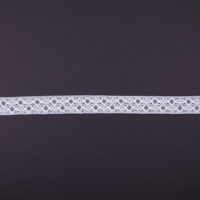 Polyester Crochet Lace Trim 1” - White Abstract - Made in Europe