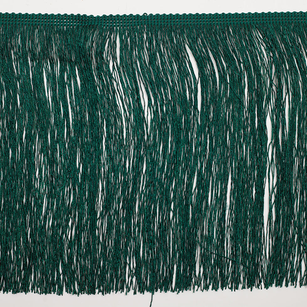 European Chainette Fringe Trim - 8" - Emerald Green - Lindsay Collection