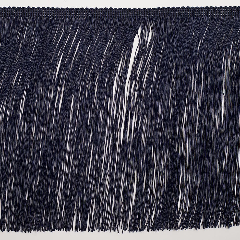 European Chainette Fringe Trim - 8" - Dark Blue - Lindsay Collection