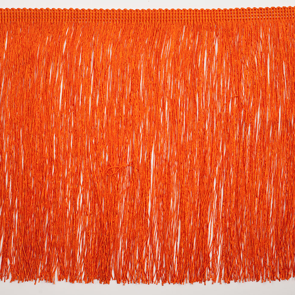 European Chainette Fringe Trim - 8" - Orange - Lindsay Collection