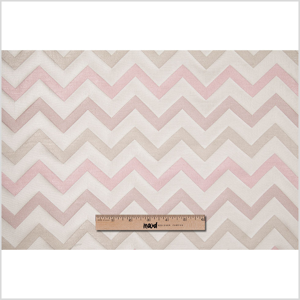 Beige/Pink Bold Chevron Jacquard