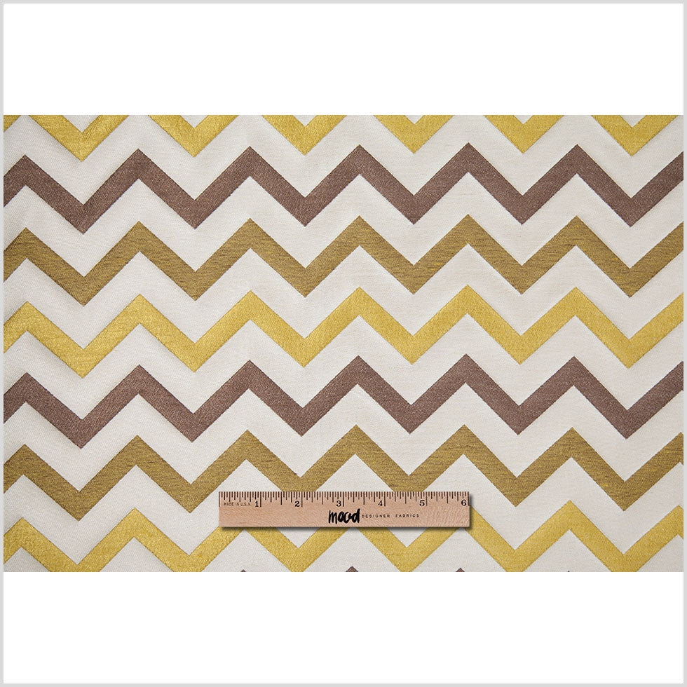 Chartreuse/Brown Bold Chevron Jacquard