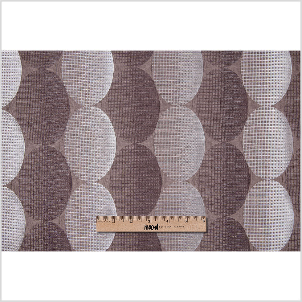 Taupe Rows of Ovals Textured Jacquard