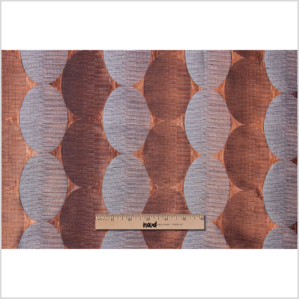 Henna/Gray Rows of Ovals Textured Jacquard