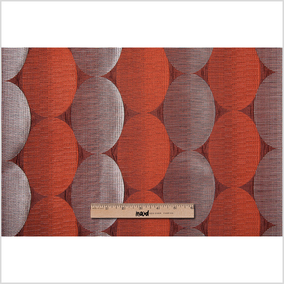 Rust/Taupe Rows of Ovals Textured Jacquard