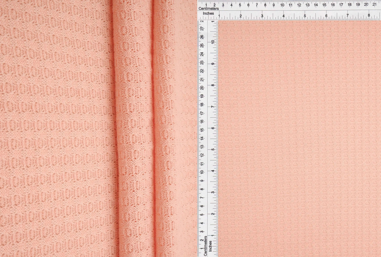 Waffle Solid Knit Fabric 1 Yard Soft Stretch Textured Material 58/60" Wide
