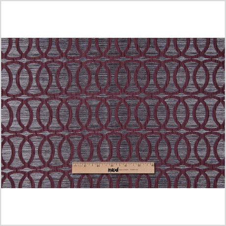 Burgundy Entwined Circles Brocade