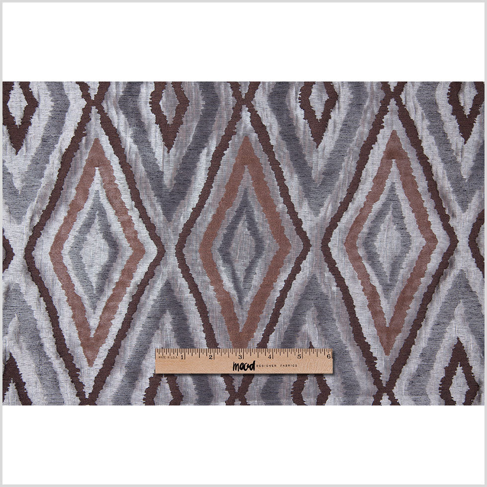 Silver/Brown Dramatic Diamonds Brocade