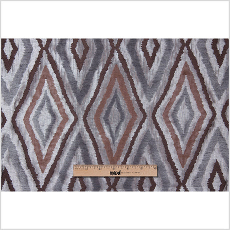 Silver/Brown Dramatic Diamonds Brocade