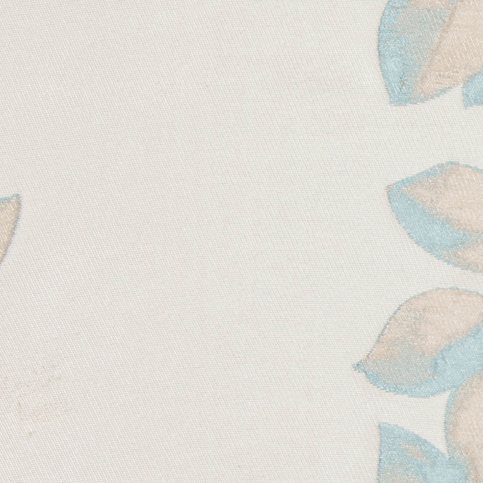 Ivory and Aqua Columns of Leaves Brocade