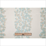 Ivory and Aqua Columns of Leaves Brocade