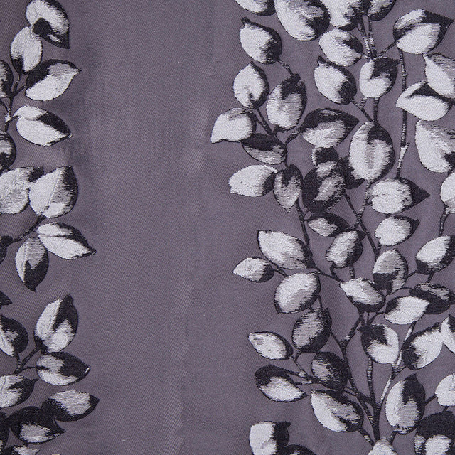 Gray and Black Columns of Leaves Brocade