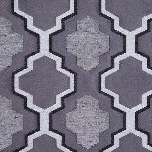 Gray Geometric Lines and Shapes Satiny Brocade