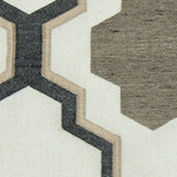 Beige and Black Geometric Lines and Shapes Satiny Brocade