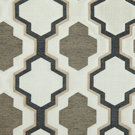 Beige and Black Geometric Lines and Shapes Satiny Brocade
