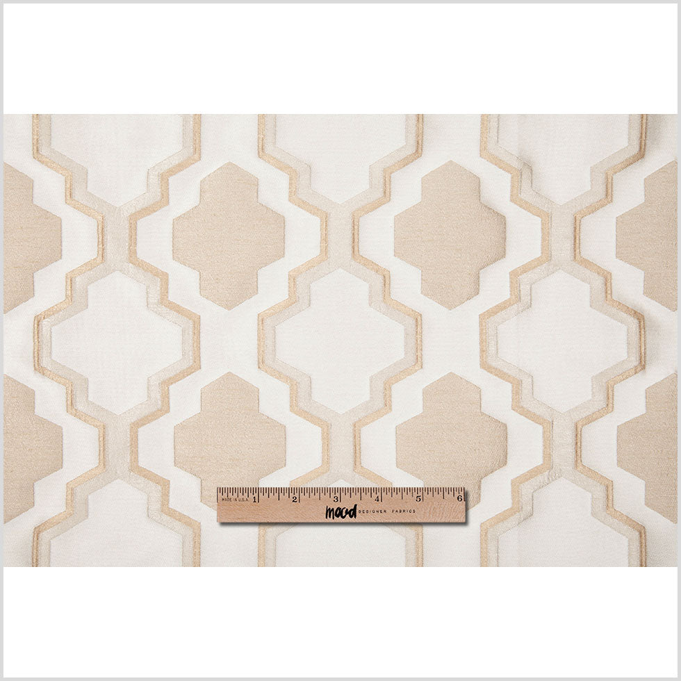 Champagne Geometric Lines and Shapes Satiny Brocade