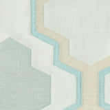 Ivory and Aqua Geometric Lines and Shapes Satiny Brocade