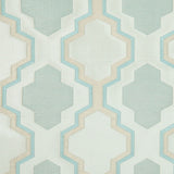 Ivory and Aqua Geometric Lines and Shapes Satiny Brocade