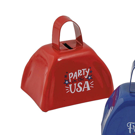 2 3/4" x 2 1/2" Patriotic Red, White & Blue Cowbell Noisemakers 12 Pieces