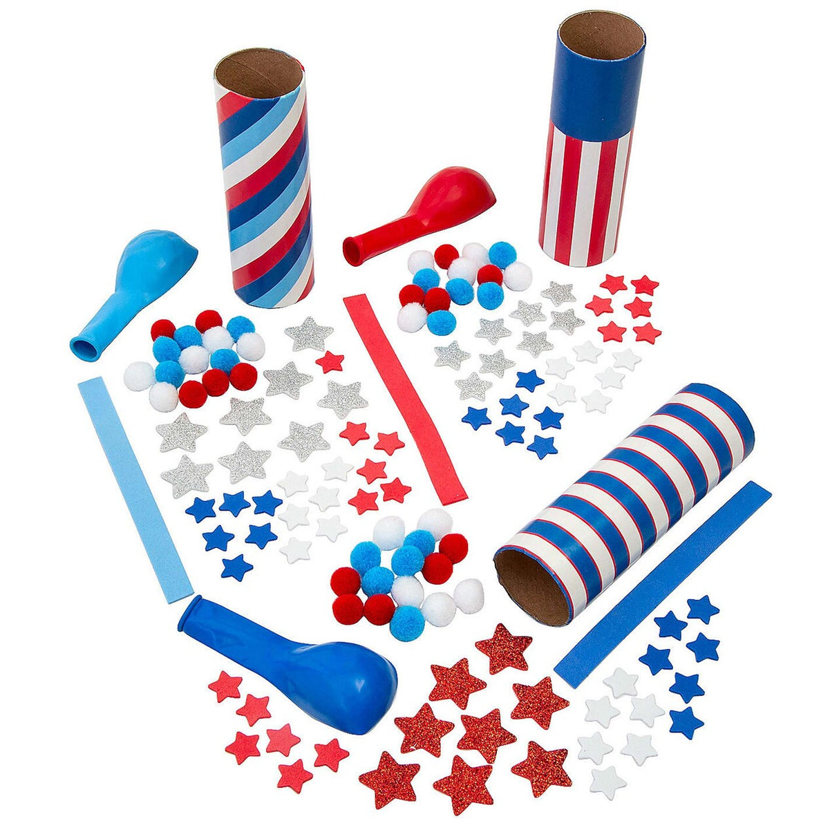 1 3/4" x 6 1/4" Patriotic Confetti Popper Craft Tube Craft Kit Makes 12
