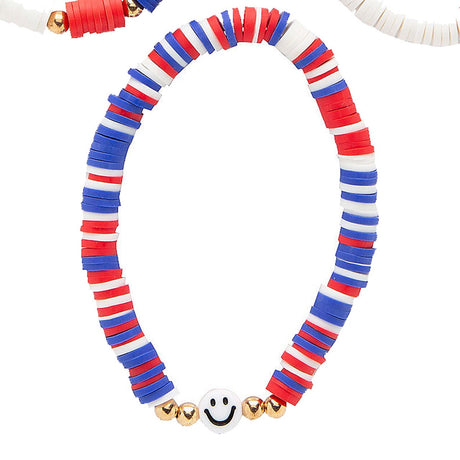 2 1/4" Patriotic Disc Bead Friendship Bracelets - 12 Pc.