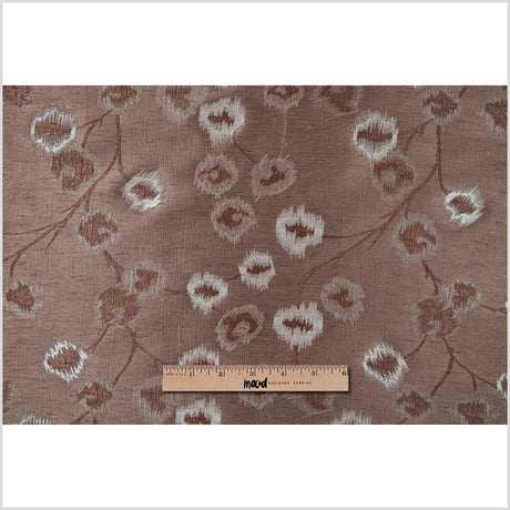 Taupe and Silver Soft Floral Satiny Brocade