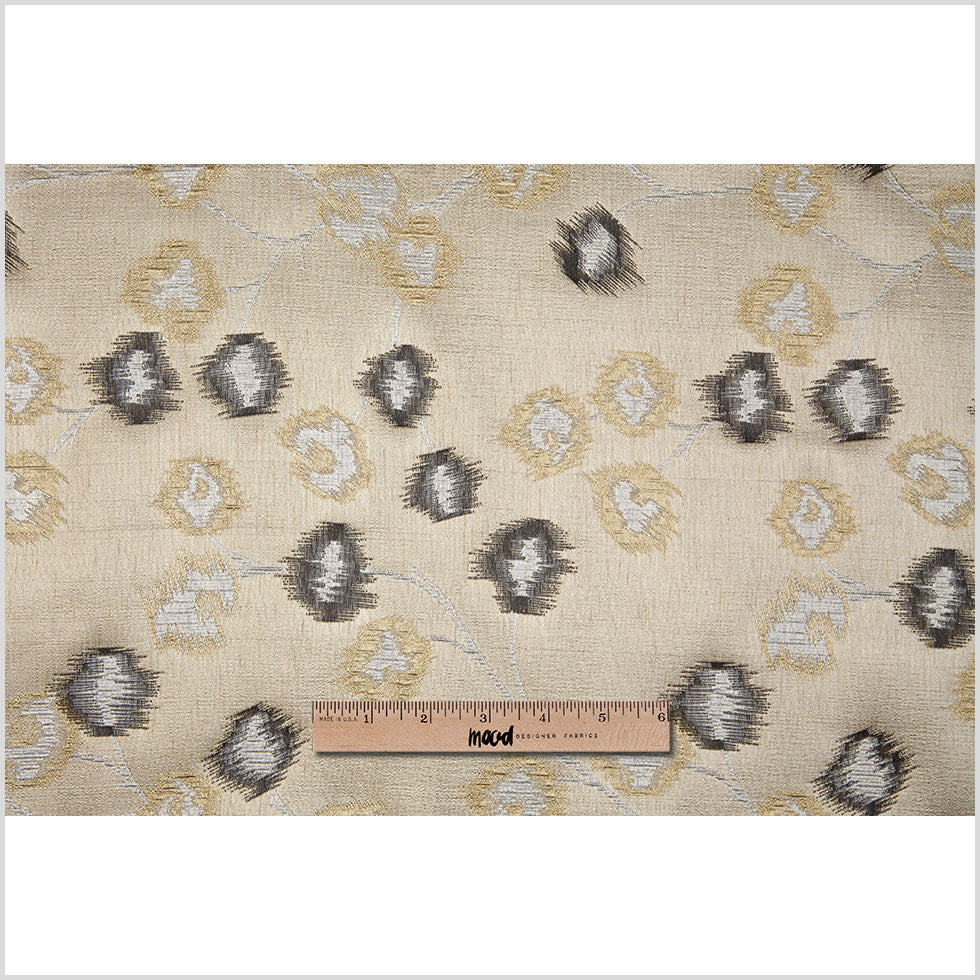 Gold and Black Soft Floral Satiny Brocade