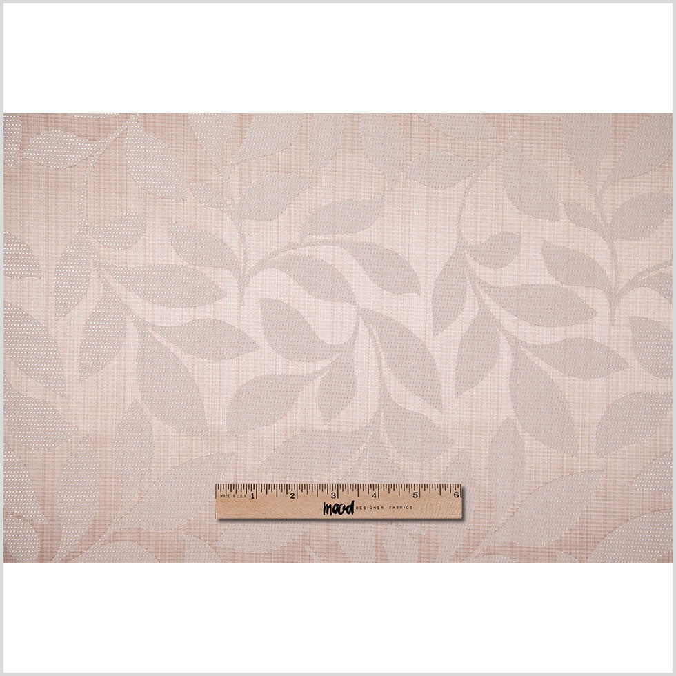 Peach Satiny Woven Leaves Jacquard