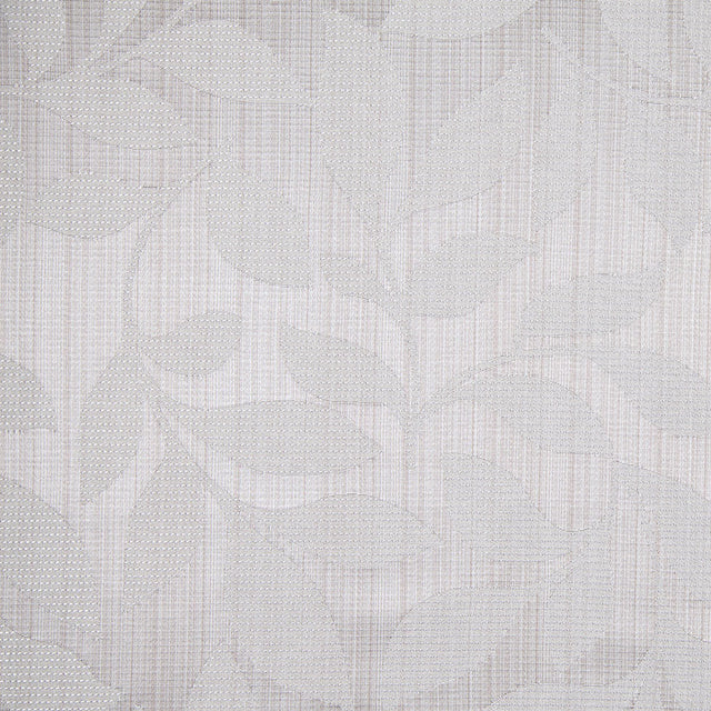 Silver Satiny Woven Leaves Jacquard